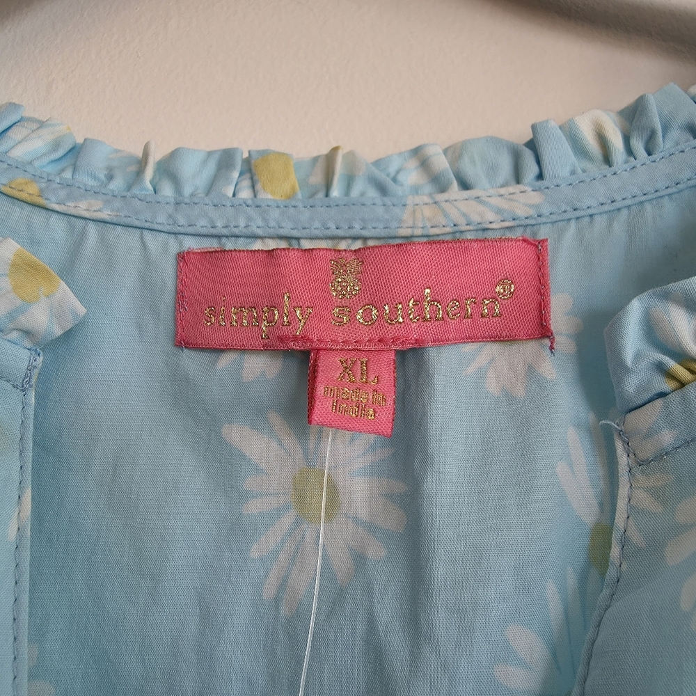 Simply Southern Light Blue Daisy Tiered Dress - Picture 3 of 6
